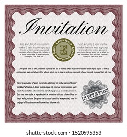 Red Invitation template. Cordial design. Customizable, Easy to edit and change colors. With great quality guilloche pattern. 