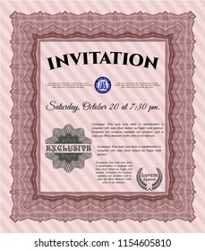 Red Invitation template. Customizable, Easy to edit and change colors. With background. Money Pattern. 