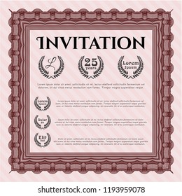 Red Invitation template. Customizable, Easy to edit and change colors. Complex background. Money design. 