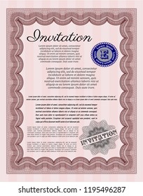Red Invitation template. Customizable, Easy to edit and change colors. Complex background. Sophisticated design. 