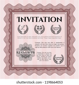 Red Invitation template. Customizable, Easy to edit and change colors. With complex background. Money design. 