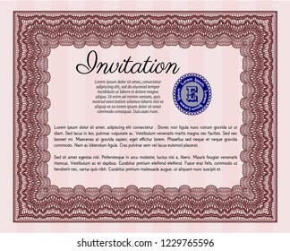 Red Invitation template. Customizable, Easy to edit and change colors. With complex linear background. Modern design. 
