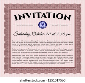 Red Invitation template. Customizable, Easy to edit and change colors. With guilloche pattern and background. Beauty design. 