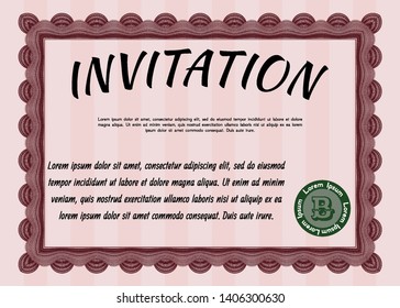 Red Invitation template. Customizable, Easy to edit and change colors. Complex background. Artistry design. 