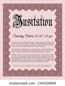 Red Invitation template. Customizable, Easy to edit and change colors. Easy to print. Money Pattern. 