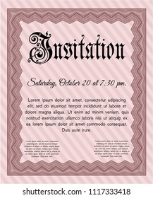 Red Invitation template. Detailed. Complex background. Lovely design. 