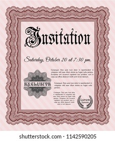 Red Invitation template. Detailed. Complex background. Superior design. 