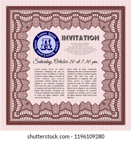 Red Invitation template. Detailed. Complex background. Good design. 