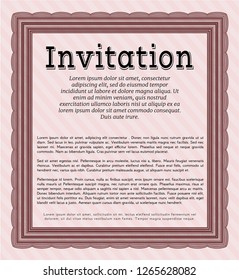 Red Invitation template. Detailed. With complex background. Retro design. 