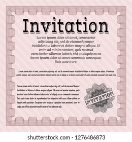 Red Invitation template. Detailed. With complex background. Perfect design. 