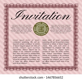 Red Invitation template. Detailed. With complex background. Perfect design. 
