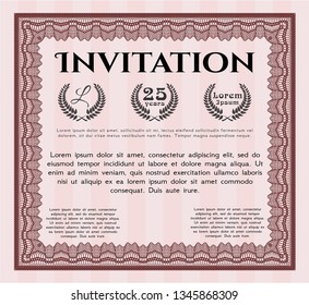Red Invitation template. Detailed. With linear background. Excellent design. 
