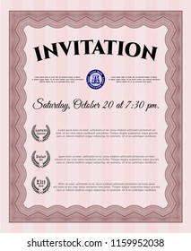 Red Invitation template. Easy to print. Cordial design. Detailed. 