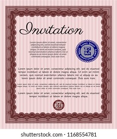 Red Invitation template. Easy to print. Detailed. Modern design. 