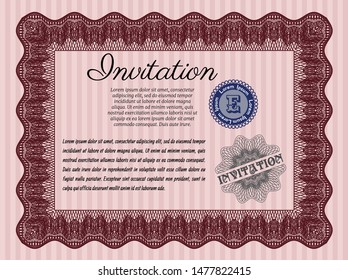 Red Invitation template. Easy to print. Customizable, Easy to edit and change colors. Beauty design. 