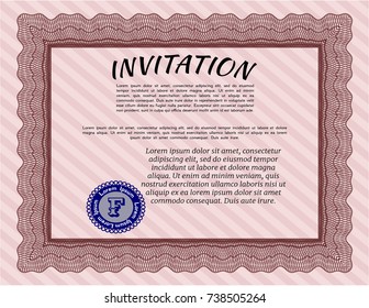 Red Invitation template. Easy to print. Money Pattern design. Customizable, Easy to edit and change colors. 