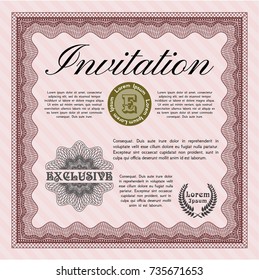 Red Invitation template. Elegant design. Detailed. With background. 