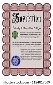 Red Invitation template. Excellent design. Printer friendly. Vector illustration. 