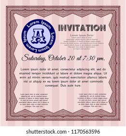 Red Invitation template. Excellent design. Customizable, Easy to edit and change colors. With linear background. 