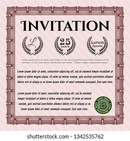 Red Invitation template. Excellent design. With great quality guilloche pattern. Detailed. 