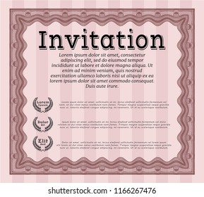 Red Invitation template. Good design. With guilloche pattern. Customizable, Easy to edit and change colors. 