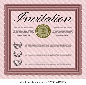 Red Invitation template. Good design. Vector illustration. Complex background. 