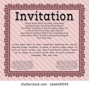 Plantilla de invitación roja. Buen diseño. Ilustración vectorial. Con patrón guilloche. 