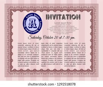 Red Invitation template. With great quality guilloche pattern. Beauty design. Customizable, Easy to edit and change colors. 