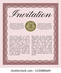 Red Invitation template. With guilloche pattern and background. Customizable, Easy to edit and change colors. Elegant design. 