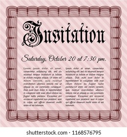 Red Invitation template. With guilloche pattern. Customizable, Easy to edit and change colors. Money Pattern design. 