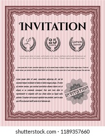 Red Invitation template. With guilloche pattern. Modern design. Vector illustration. 