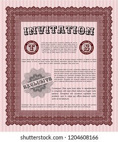 Red Invitation template. With guilloche pattern and background. Vector illustration. Money Pattern. 