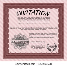 Red Invitation template. With guilloche pattern and background. Customizable, Easy to edit and change colors. Modern design. 