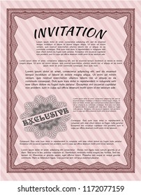 Red Invitation template. With linear background. Customizable, Easy to edit and change colors. Elegant design. 