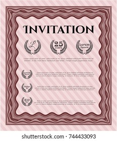 Red Invitation template. With linear background. Customizable, Easy to edit and change colors. Good design. 