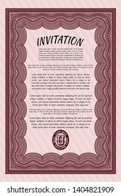 Red Invitation template. Lovely design. Detailed. With quality background. 