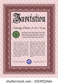  Red Invitation template. Modern design. Customizable, Easy to edit and change colors. Easy to print. 