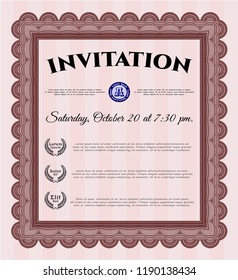 Red Invitation template. Modern design. Detailed. With quality background. 