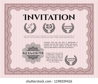 Red Invitation template. Modern design. Printer friendly. Detailed. 