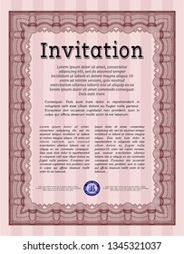 Red Invitation template. Modern design. Detailed. Printer friendly. 