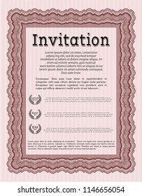 Red Invitation template. Money Pattern. Printer friendly. Customizable, Easy to edit and change colors. 