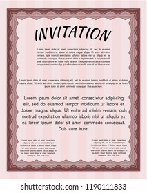 Red Invitation template. Money Pattern design. Customizable, Easy to edit and change colors. With complex linear background. 