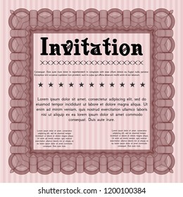 Red Invitation template. Money Pattern. With complex background. Detailed. 