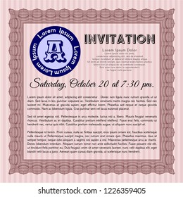 Red Invitation template. Money Pattern. With complex linear background. Customizable, Easy to edit and change colors. 