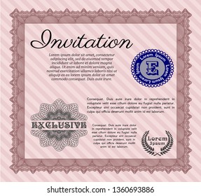 Red Invitation template. Money Pattern design. Vector illustration. Complex background. 