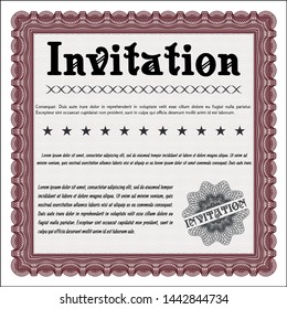 Red Invitation template. Money Pattern. Vector illustration. With quality background. 