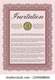 Red Invitation template. Perfect design. Easy to print. Detailed. 