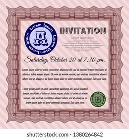 Red Invitation template. Perfect design. Easy to print. Vector illustration. 