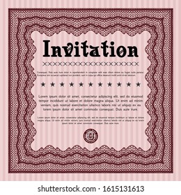 Red Invitation template. Printer friendly. Money design. Vector illustration. 