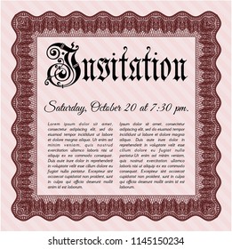 Red Invitation template. With quality background. Vector illustration. Good design. 